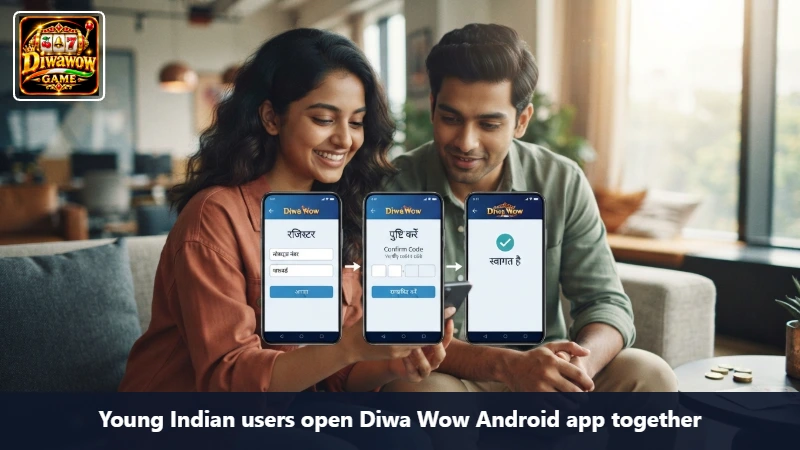 Young Indian users open Diwa Wow Android app together